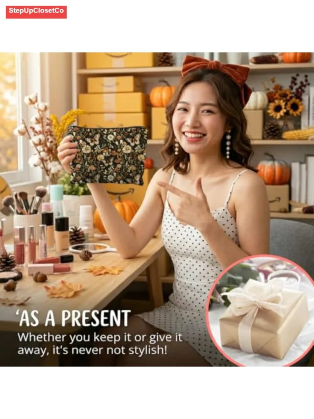 Large Canvas Cosmetic Bag Travel Toiletry Organizer Linen Zipper Pouch Storage